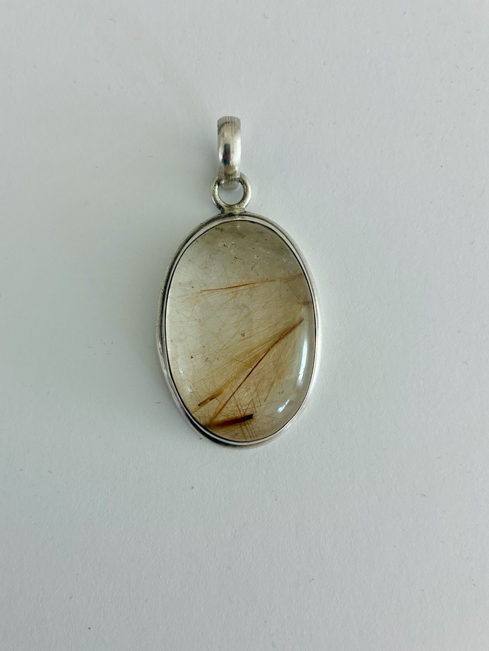 Sterling Silver Rutilated Quartz Vintage Pendant
